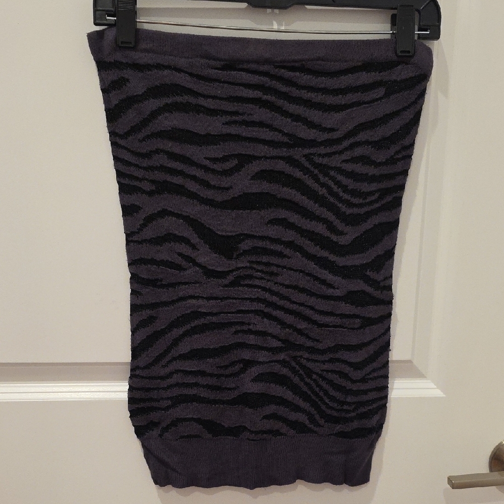 Express Black and Gray Zebra Print Strapless Top